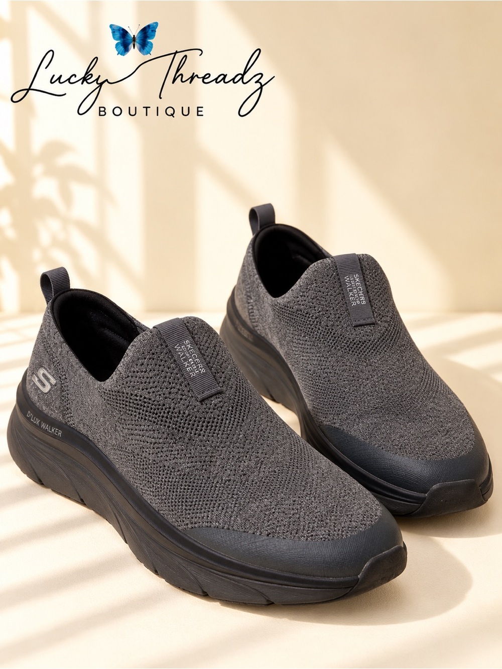 Skechers D’Lux Walker Quick Upgrade Slip On Shoes Men’s 10 Charcoal